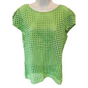 Vineyard Vines sz 14 lime green see through net layering top whale zipper NWOT